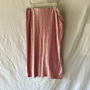 Urban Outfitters pink crushed velvet midi skirt